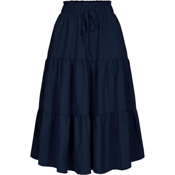 Women's High Elastic Waist Midi Skirt Blue - Picture 1 of 5